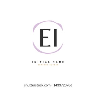 E I EI Beauty vector initial logo, handwriting logo of initial signature, wedding, fashion, jewerly, boutique, floral and botanical with creative template for any company or business.