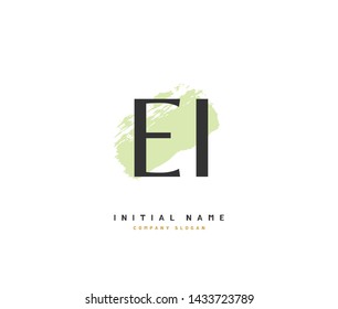 E I EI Beauty vector initial logo, handwriting logo of initial signature, wedding, fashion, jewerly, boutique, floral and botanical with creative template for any company or business.