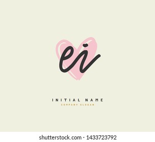 E I EI Beauty vector initial logo, handwriting logo of initial signature, wedding, fashion, jewerly, boutique, floral and botanical with creative template for any company or business.