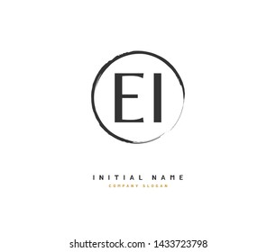 E I EI Beauty vector initial logo, handwriting logo of initial signature, wedding, fashion, jewerly, boutique, floral and botanical with creative template for any company or business.