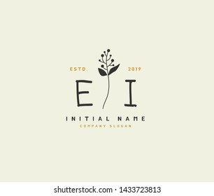 E I EI Beauty vector initial logo, handwriting logo of initial signature, wedding, fashion, jewerly, boutique, floral and botanical with creative template for any company or business.