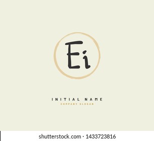 E I EI Beauty vector initial logo, handwriting logo of initial signature, wedding, fashion, jewerly, boutique, floral and botanical with creative template for any company or business.
