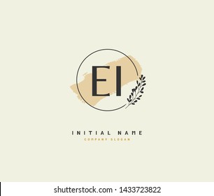 E I EI Beauty vector initial logo, handwriting logo of initial signature, wedding, fashion, jewerly, boutique, floral and botanical with creative template for any company or business.