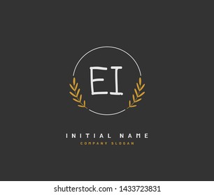 E I EI Beauty vector initial logo, handwriting logo of initial signature, wedding, fashion, jewerly, boutique, floral and botanical with creative template for any company or business.