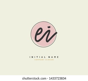 E I EI Beauty vector initial logo, handwriting logo of initial signature, wedding, fashion, jewerly, boutique, floral and botanical with creative template for any company or business.