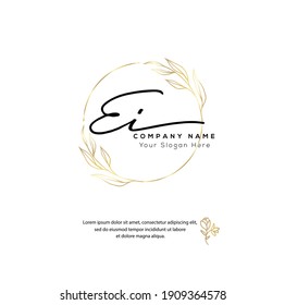 E I EI Initial letter handwriting and signature logo. Beauty vector initial logo .Fashion, boutique, floral and botanical