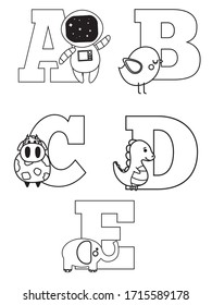 E is for Elephant coloring pages for preschool alphabet