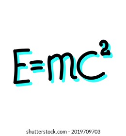 E equals mc squared. Mass energy equivalence concept, vector illustration