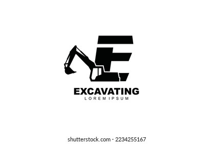 E Bagger Buchstaben Logo-Vektorgrafik für Ihr Branding mit modernem Stil.