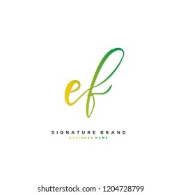 E F EF Initial letter handwriting and  signature logo concept design