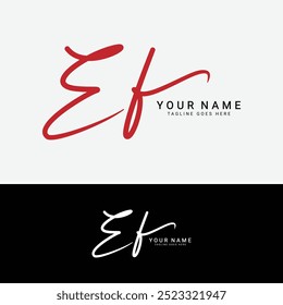 E, F, EF Initial letter logo. Alphabet EF Handwritten Signature logo
