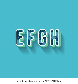 E F G H - 3D Plastique Alphabet - Typography with grunge blue texture and long shadow effect - Vector Illustration - Graphic resource