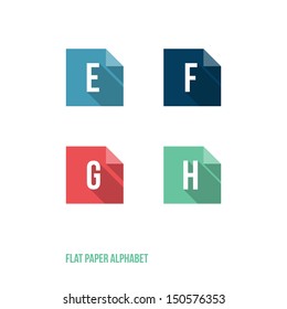 E F G H - Flat Design Paper Button Alphabet - Vector Illustration