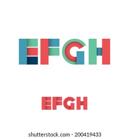 E F G H Modern Colored Layered Font or Alphabet - Vector Illustration