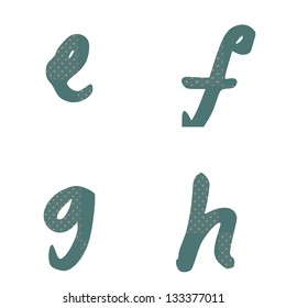 e f g h polka dots alphabets set vector design,eps10