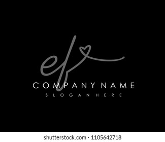 E F Initial handwriting logo vector