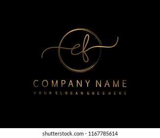 E F Initial handwriting logo vector