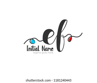 E F Initial handwriting logo vector template
