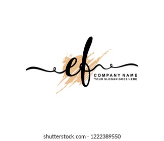 E F Initial Handwriting Logo Template