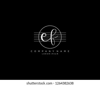 E F initial handwriting logo vector