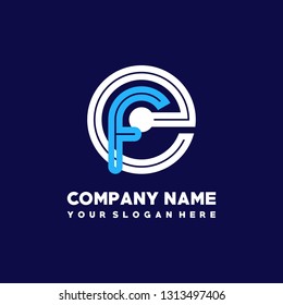 E F initial letter, modern logo design template vector