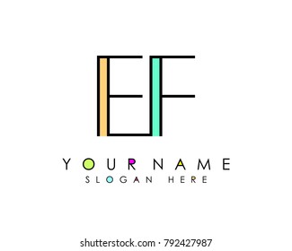 E & F initial minimalist logo template vector