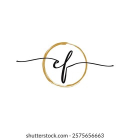 E F Initial Script Letter Beauty Logo Template