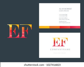 E & F joint logo multi color letters with business card template