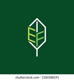 E F Letter Leaf Digital Nature Network Technology Logo PNG