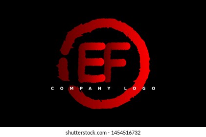 E F Logo. EF Letter Design Vector with red color. grunge style
