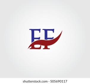 E and F Swoosh Initial Logo Vector