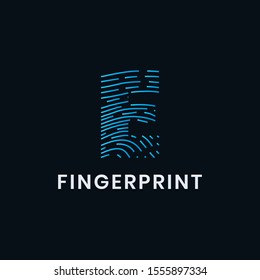 E Fingerprint icon in alphabet style for individual data protection