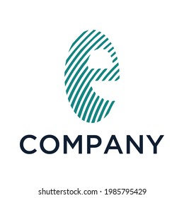 E Fingerprint Logo Design. Vektorgrafik. Symbol.