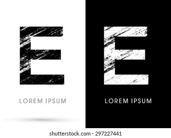 E ,Font grunge destroy, graphic vector.