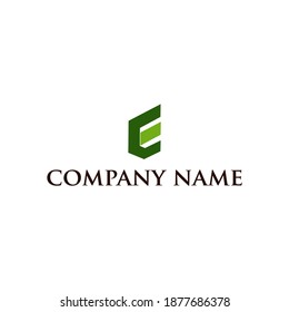 Das E-Font-Logo-Design in grünen Blättern sieht luxuriös und elegant zu Ihrem Unternehmen und verwendet die neuesten Adobe-Illustrationen.