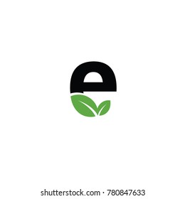 e font logo leaf vector logo template