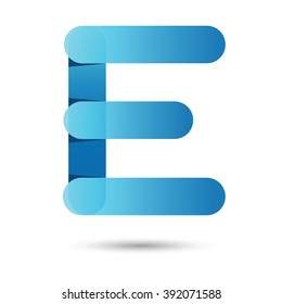 E font vector with blue color on White background