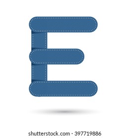 E font vector with blue Jeans on White background
