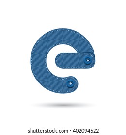 E font vector with blue Jeans Isolate  on White background