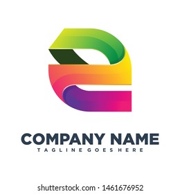 e full color icon modern logo