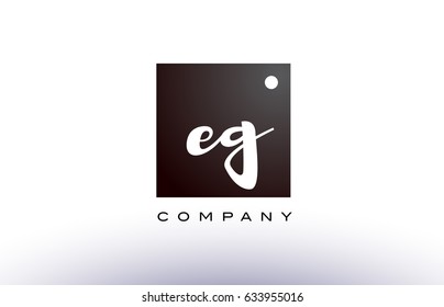 EG E G black white handwritten handwriting alphabet company letter logo square design template dot dots creative abstract