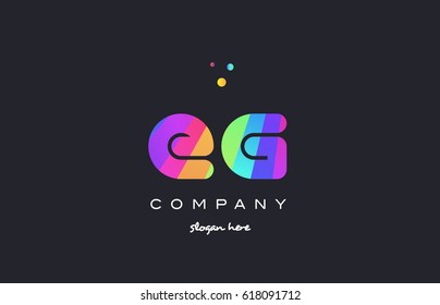 eg e g  creative rainbow green orange blue purple magenta pink artistic alphabet company letter logo design vector icon template