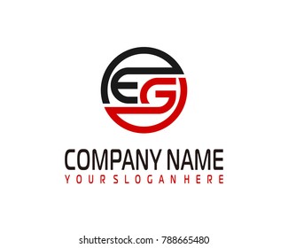 E G initial circle logo template vector