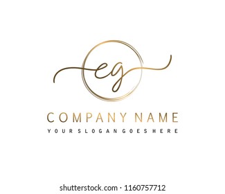 E G Initial handwriting logo vector