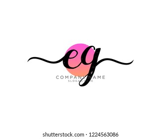 E G Initial handwriting logo vector