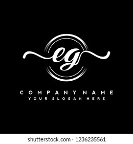 E G Initial handwriting logo vector