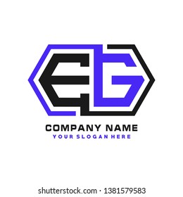 E G initial letter, modern logo design template vector