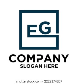 E G lettering with square design vector template