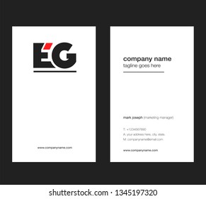E G letters Joint logo icon with business card vector template.