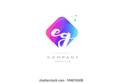 eg e g  pink blue rhombus abstract 3d alphabet company letter text logo hand writting written design vector icon template 